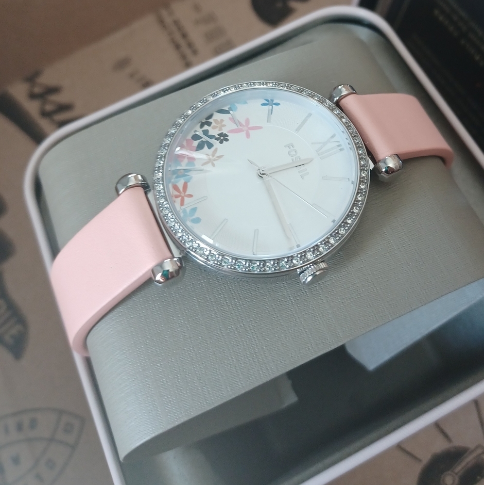 Fossil Blush Leather floral Women's Watch